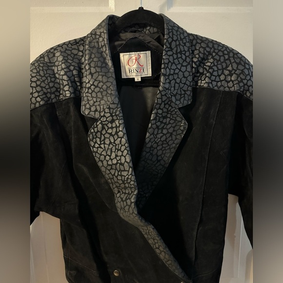 VTG 80s Leather Collared Moto Jacket Animal Print Unique Stranger Things Funky - Picture 6 of 14